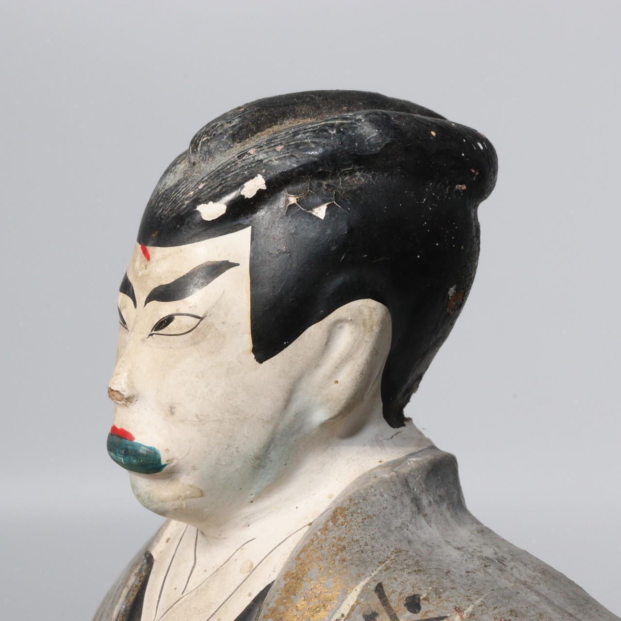 Japanese Antique Kabuki Clay figurine Ceramic Ornament WO150