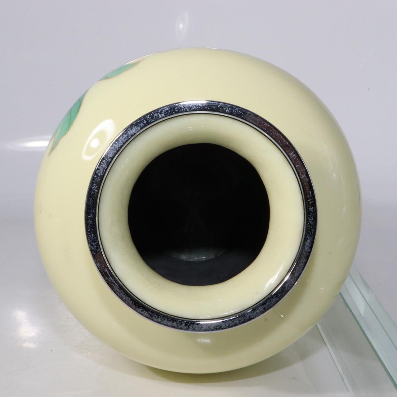 Japanese Ando shippou Cloisonne vase Yellow glaze PV164