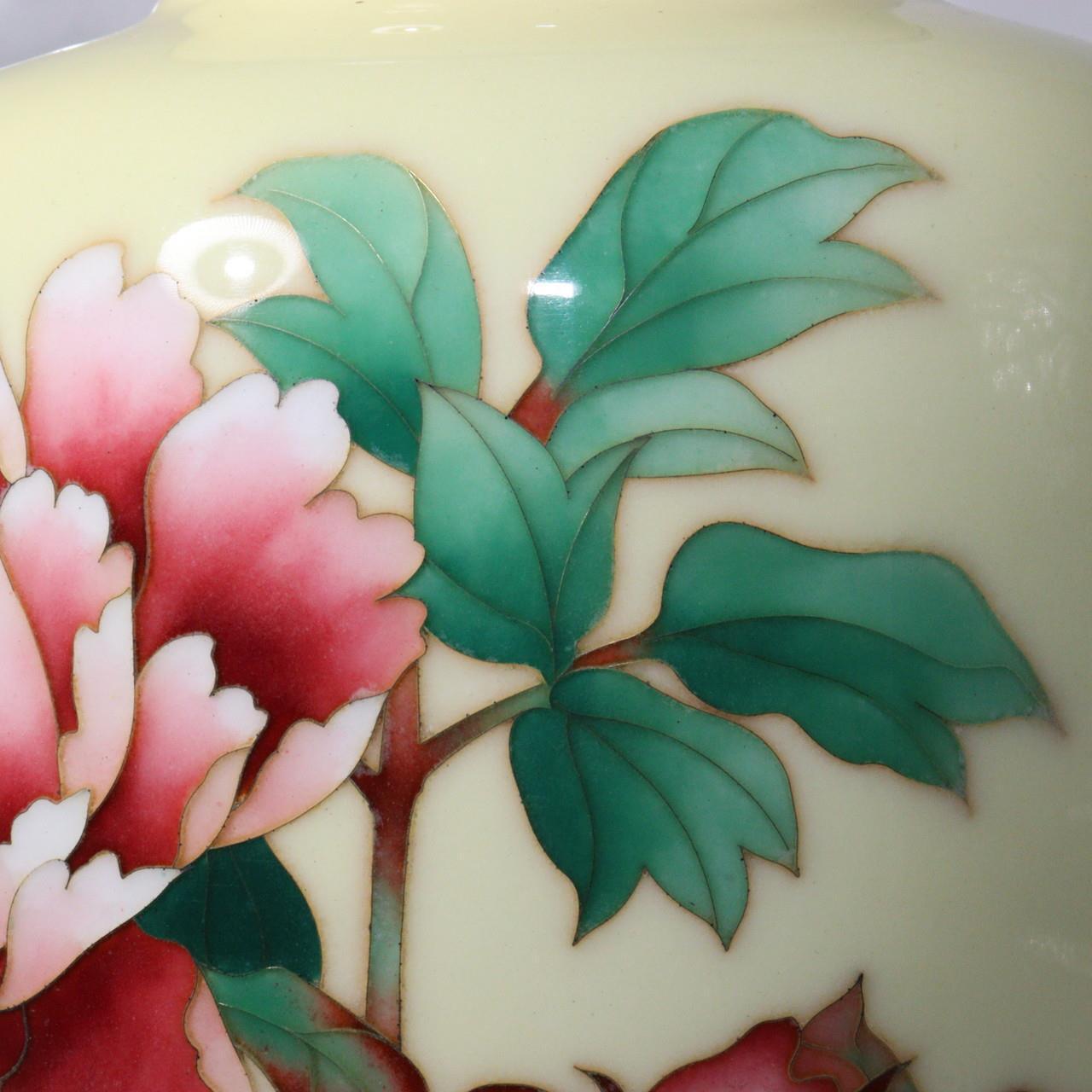 Japanese Ando shippou Cloisonne vase Yellow glaze PV164
