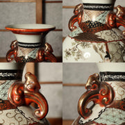 Japanese Antique Kutani vase flower porcelain Kaga Ishikawa Late Meiji PV197