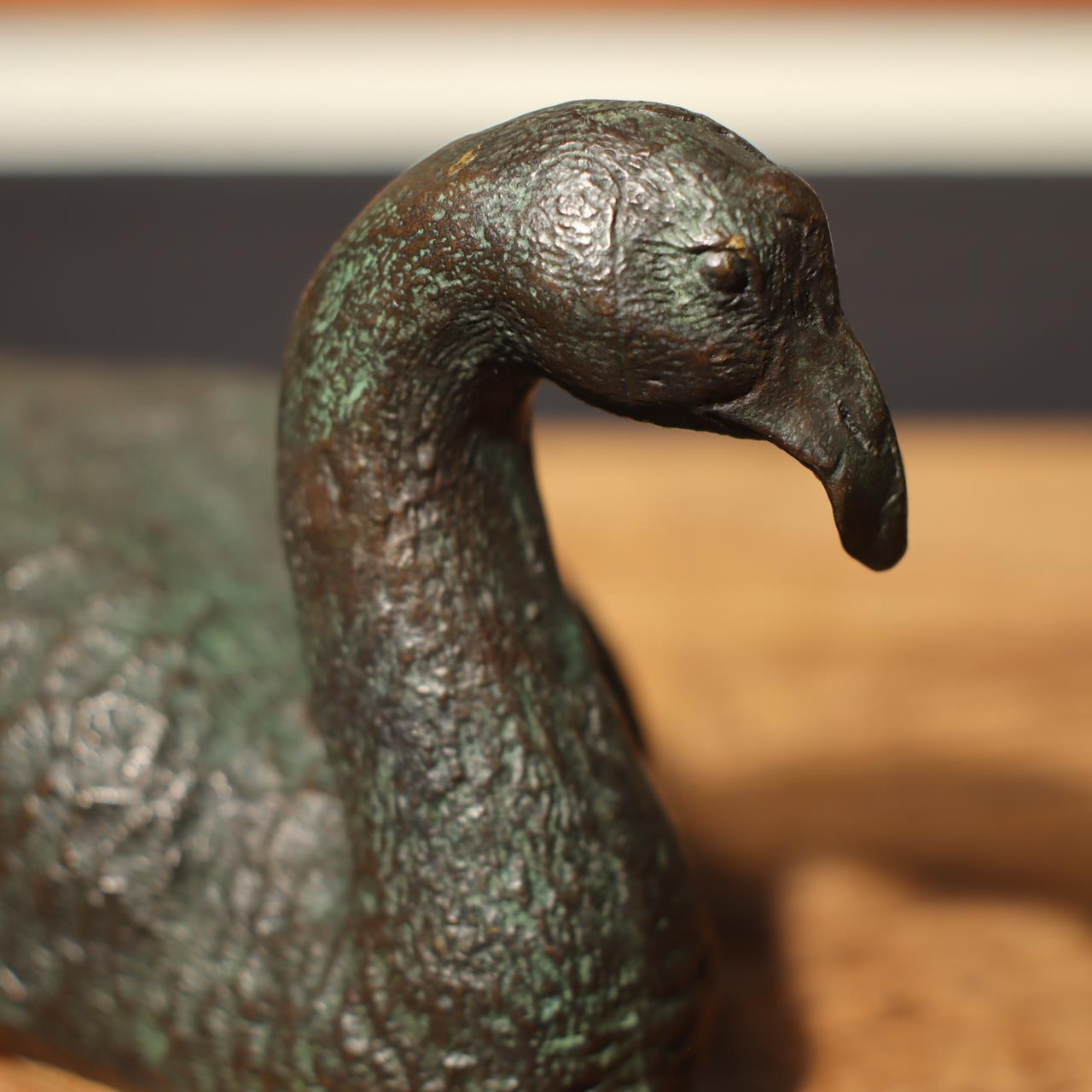 Japanese Bronze Duck pair statue Ornament okimono BOS740