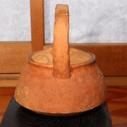 Japanese Teapot Waka poem Raccoon lid Pottery earthenware Bottle signed PV167