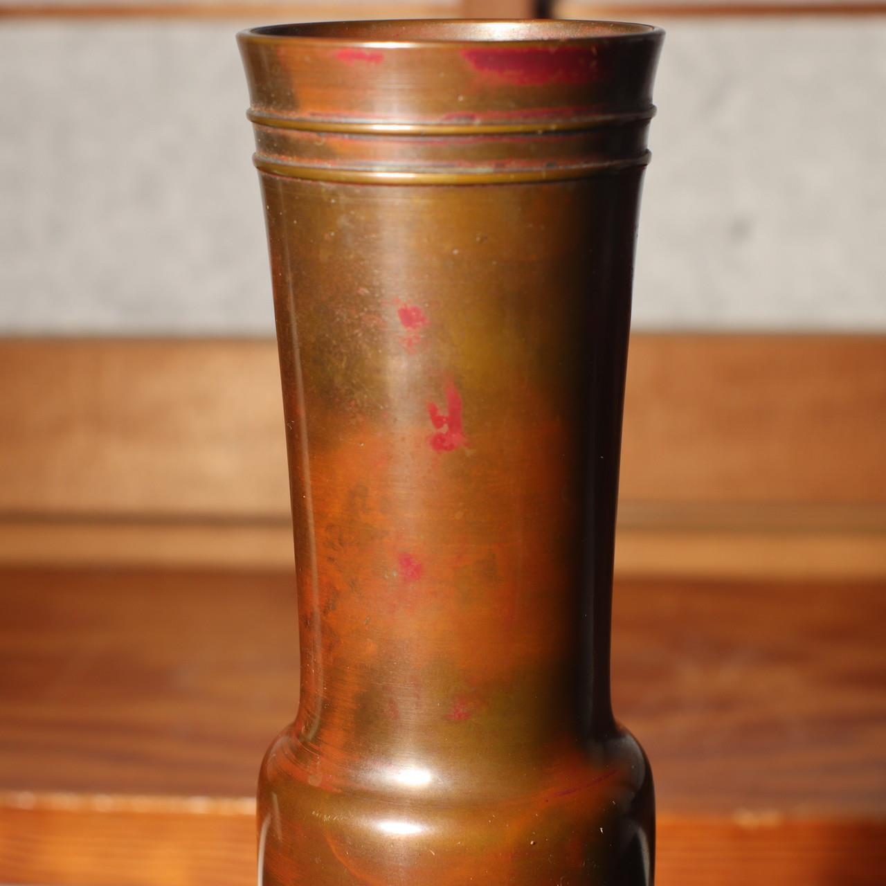 Japanese Copper vase Flower artist's work Signed BV429