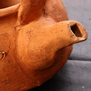 Japanese Teapot Waka poem Raccoon lid Pottery earthenware Bottle signed PV167