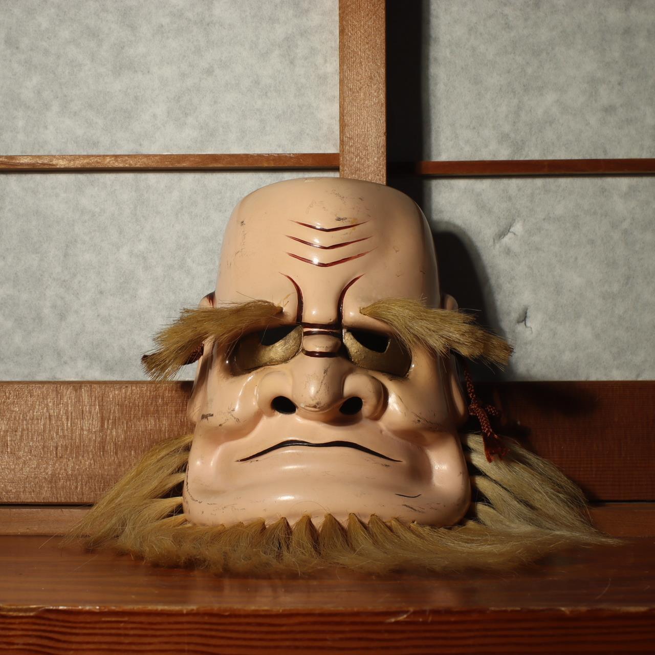 Japanese Wooden Bicchu Kagura Mask kyogen Noh signed MSK442