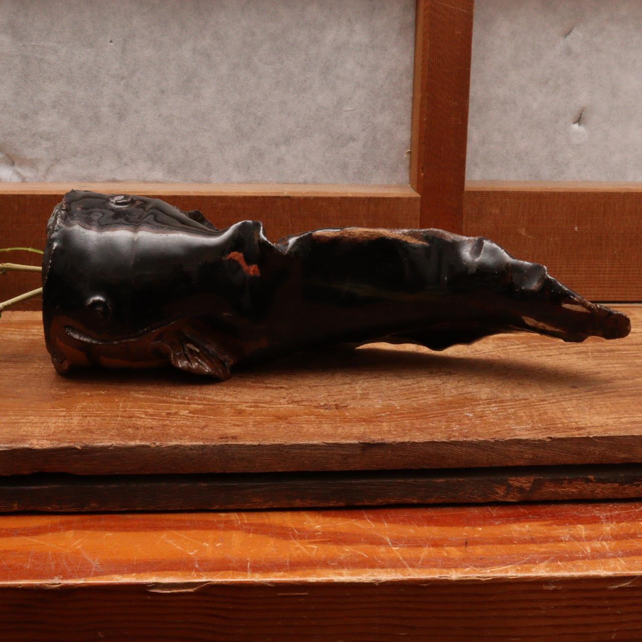 Japanese Shitoro ware pottery ceramic hanging vase Catfish Kobori Enshu PV203