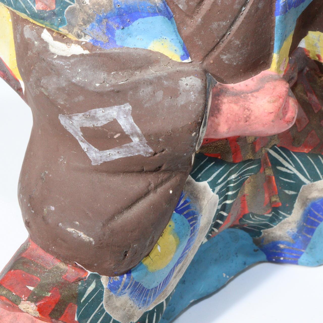 Japanese Antique Kabuki Clay figurine Ceramic Ornament WO150