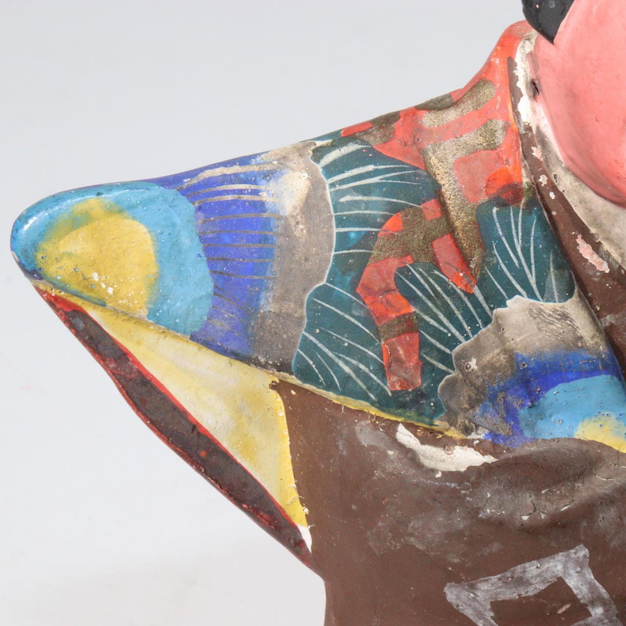 Japanese Antique Kabuki Clay figurine Ceramic Ornament WO150