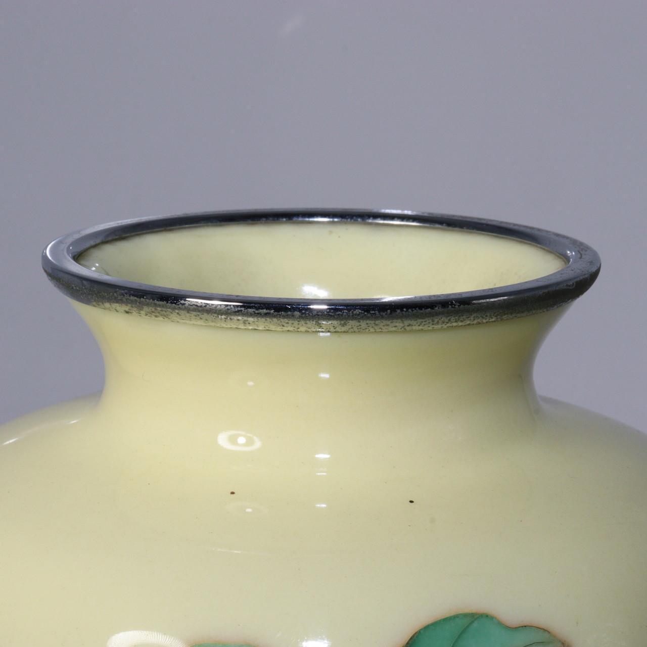 Japanese Ando shippou Cloisonne vase Yellow glaze PV164