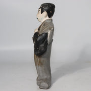 Japanese Antique Kabuki Clay figurine Ceramic Ornament WO150