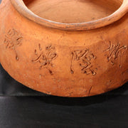 Japanese Teapot Waka poem Raccoon lid Pottery earthenware Bottle signed PV167