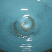 Japanese Blue Tea Bowl pottery Sado Wada Touzan signed PCP163