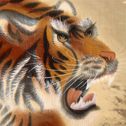 Japanese Hanging Scroll Kakejiku Tiger Painting on Silk with Signed Box ASO4083