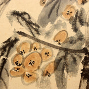 Japanese Hanging Scroll Kakejiku Crow and Loquat Ink Painting w / Box ASO4096