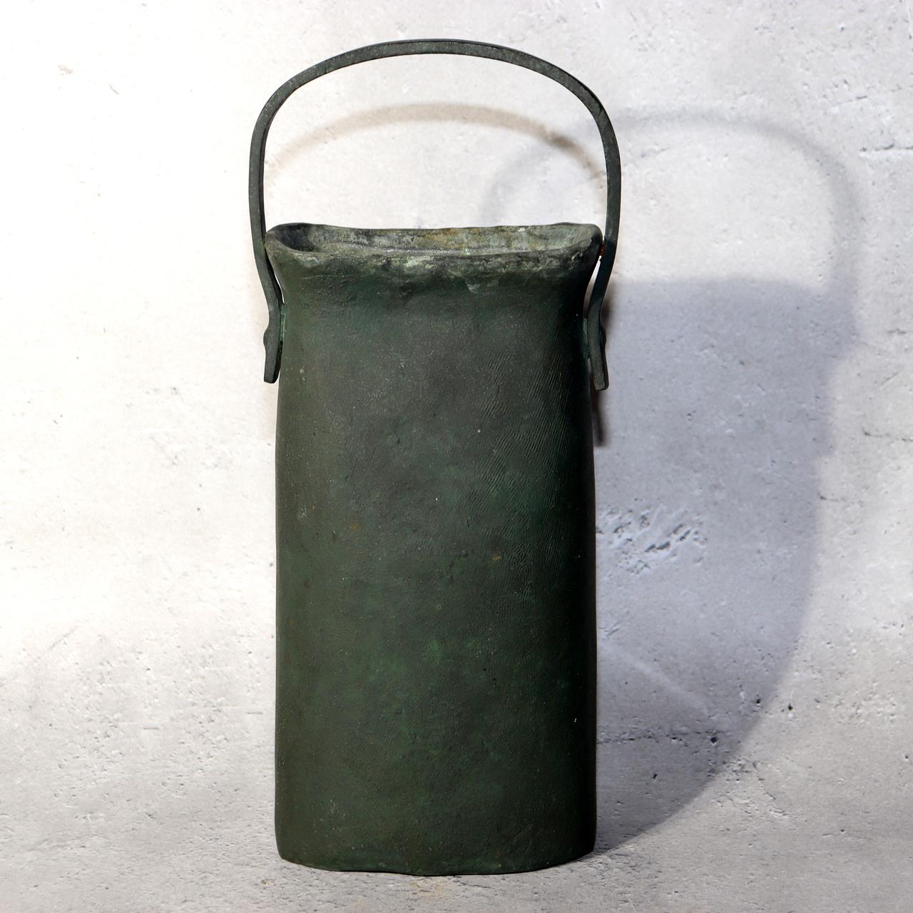 Japanese Bronze Flower Vase by Susumu Ozaki Signed with Box Ikebana Art BV6803