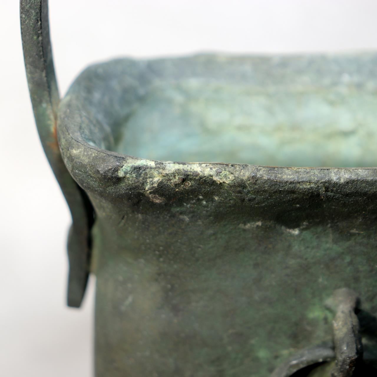 Japanese Bronze Flower Vase by Susumu Ozaki Signed with Box Ikebana Art BV68012