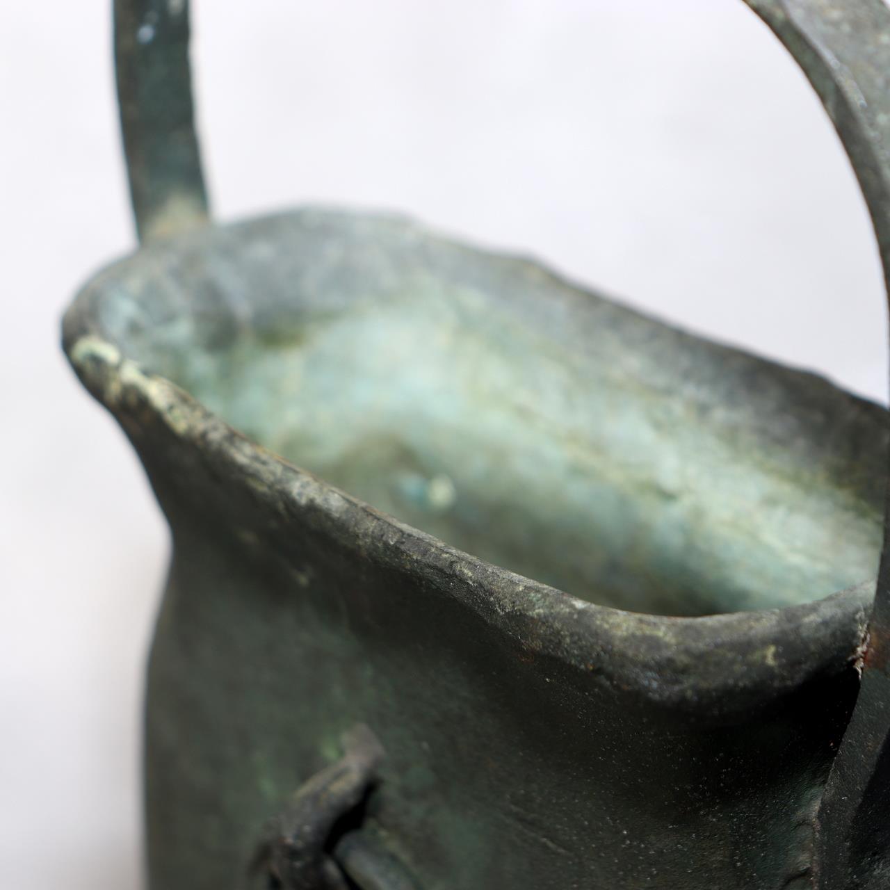 Japanese Bronze Flower Vase by Susumu Ozaki Signed with Box Ikebana Art BV68013