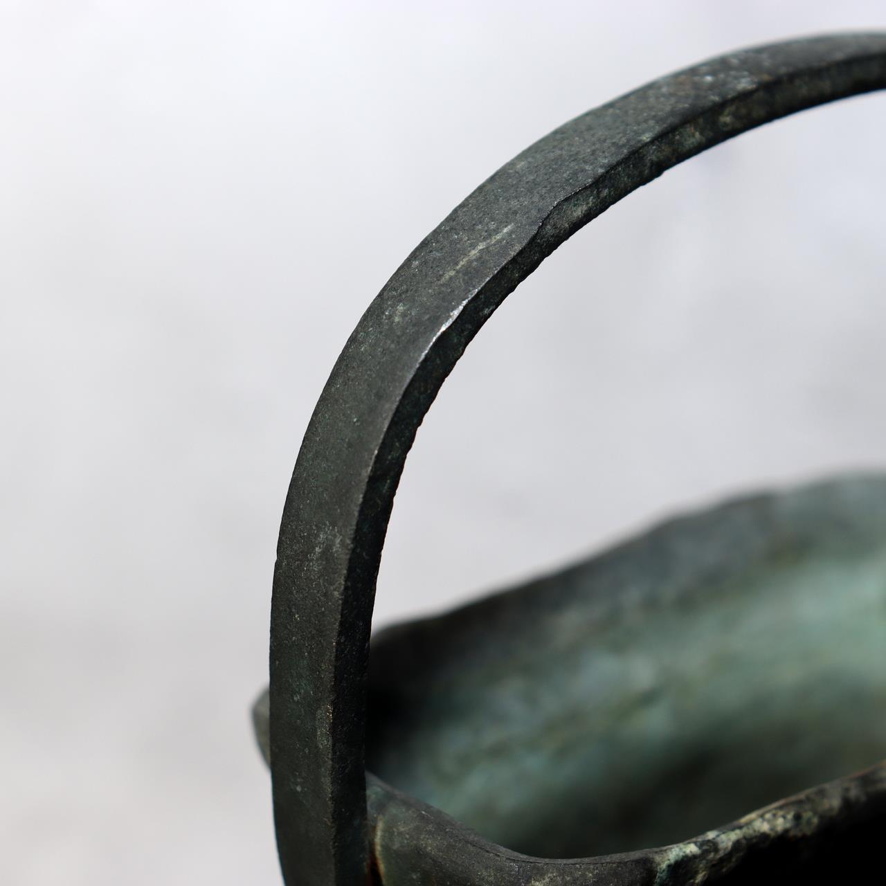 Japanese Bronze Flower Vase by Susumu Ozaki Signed with Box Ikebana Art BV68014