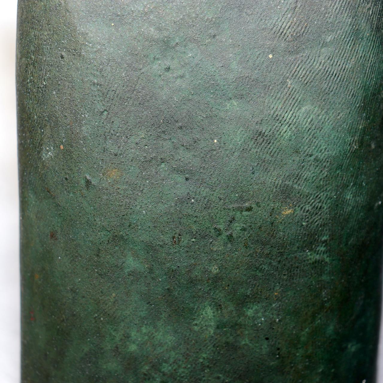 Japanese Bronze Flower Vase by Susumu Ozaki Signed with Box Ikebana Art BV68016