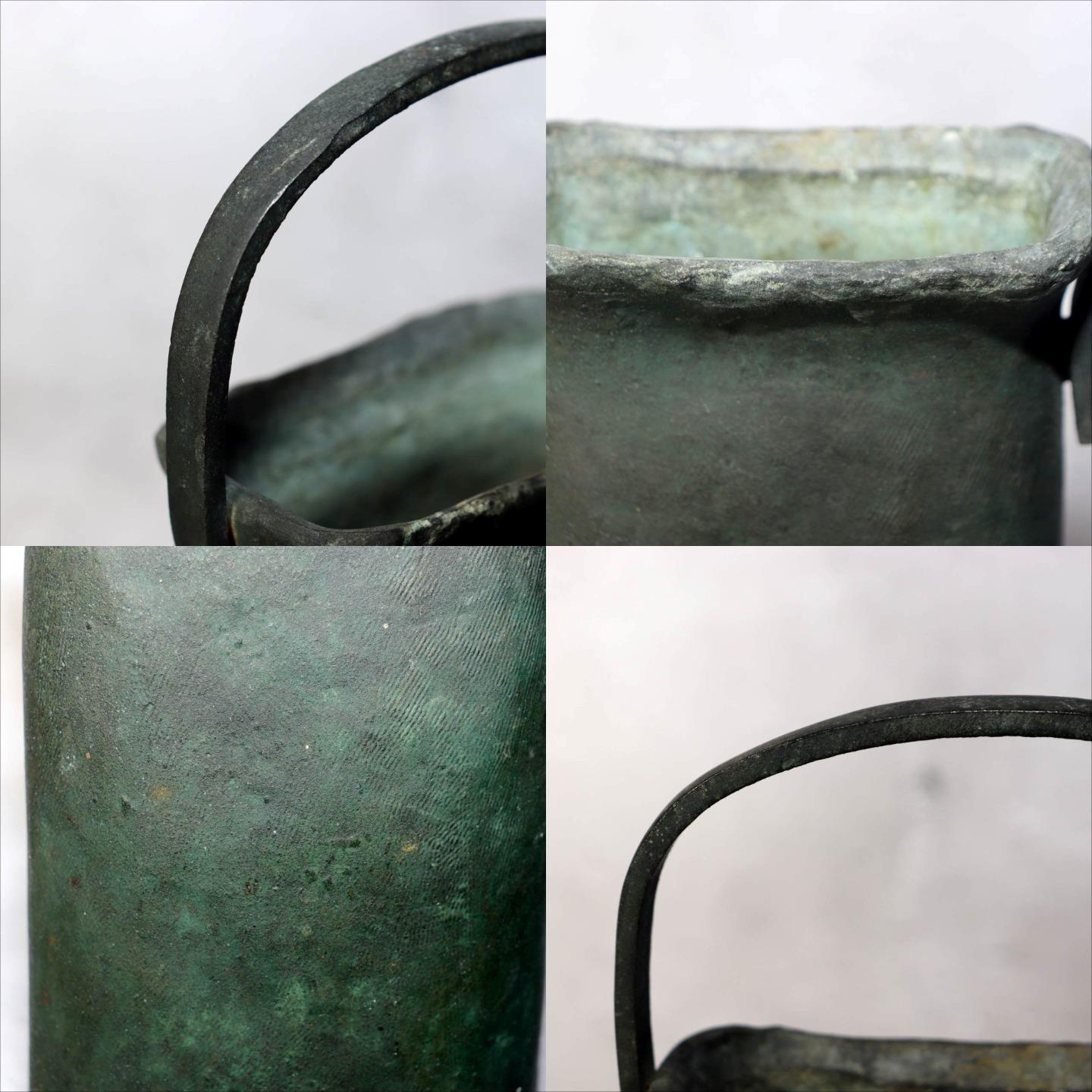 Japanese Bronze Flower Vase by Susumu Ozaki Signed with Box Ikebana Art BV6808