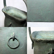 Japanese Bronze Flower Vase by Susumu Ozaki Signed with Box Ikebana Art BV6807