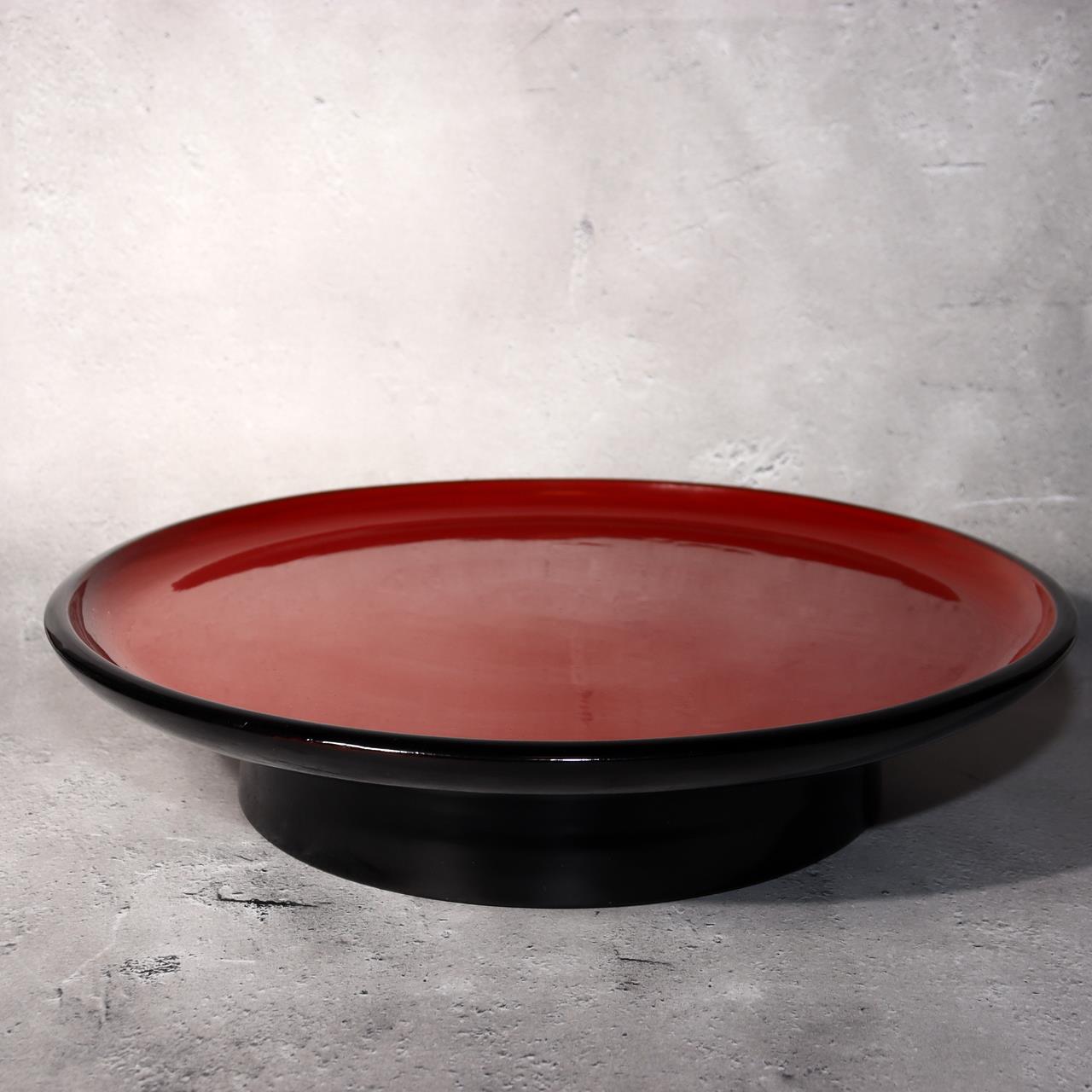 Japanese Aizu Lacquerware Red Black Pedestal Tray Meiji Era AIZ220