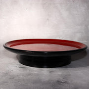 Japanese Aizu Lacquerware Red Black Pedestal Tray Meiji Era AIZ221