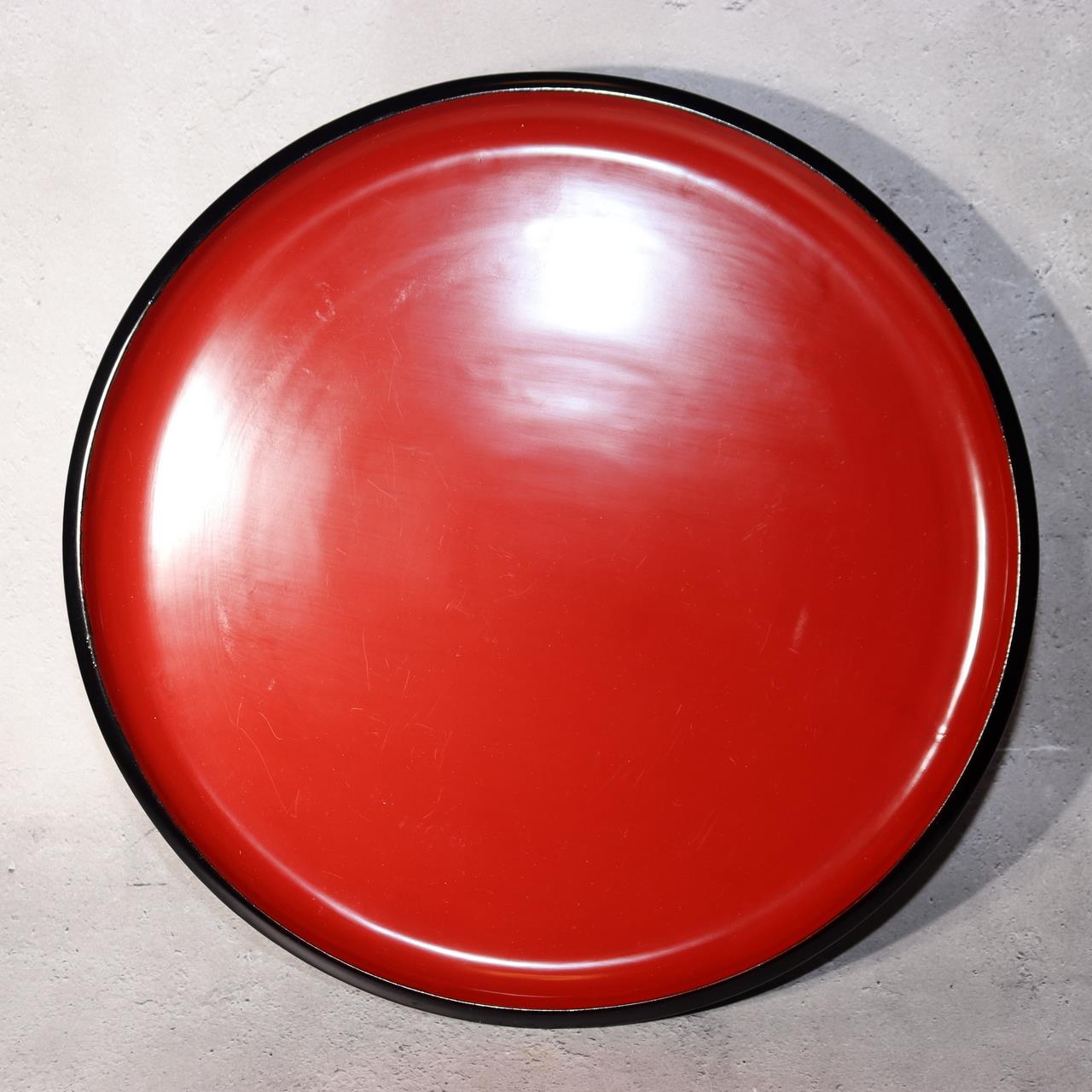 Japanese Aizu Lacquerware Red Black Pedestal Tray Meiji Era AIZ222