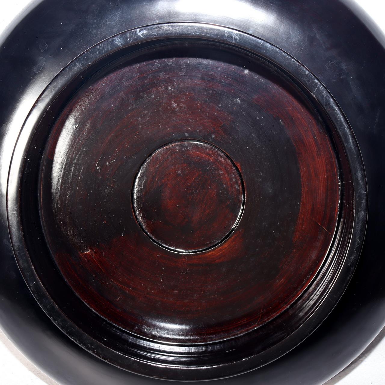 Japanese Aizu Lacquerware Red Black Pedestal Tray Meiji Era AIZ224