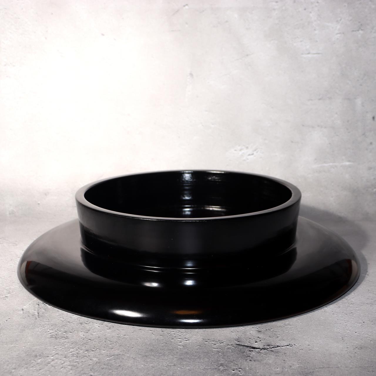 Japanese Aizu Lacquerware Red Black Pedestal Tray Meiji Era AIZ226