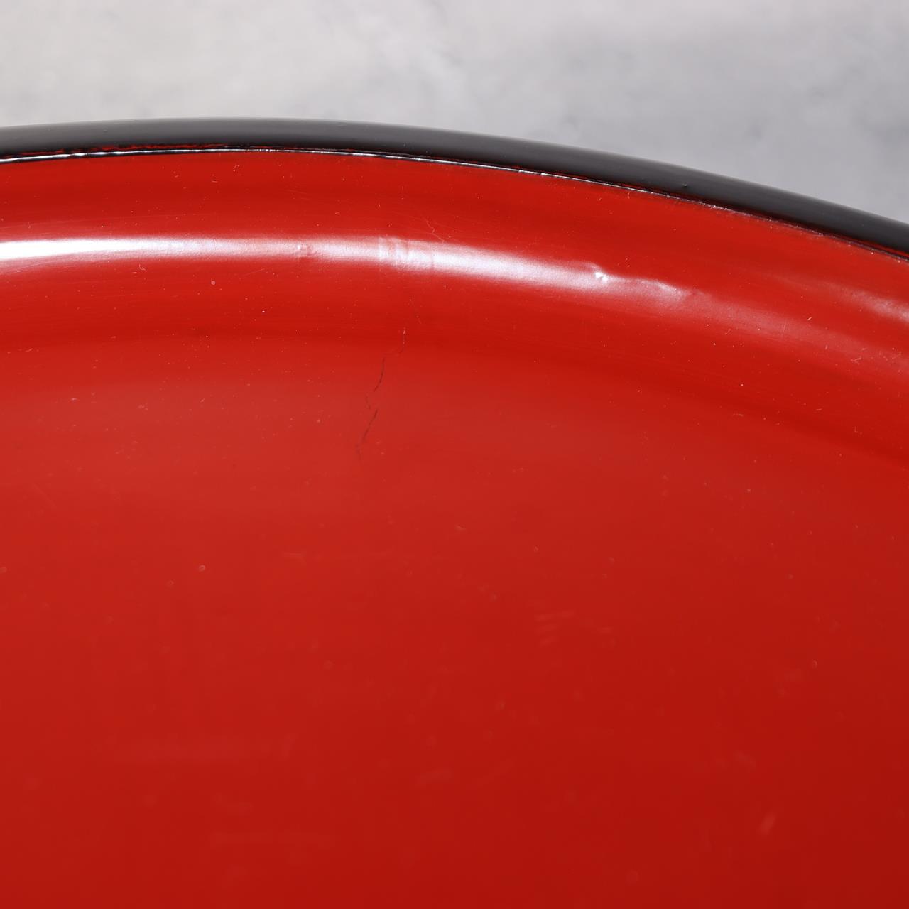 Japanese Aizu Lacquerware Red Black Pedestal Tray Meiji Era AIZ2211