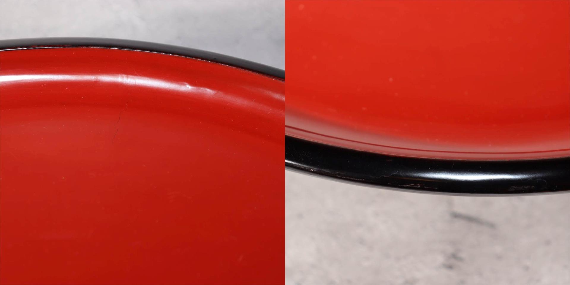 Japanese Aizu Lacquerware Red Black Pedestal Tray Meiji Era AIZ229