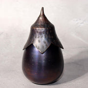 Japanese Bronze Tea Caddy Eggplant Shape Copper Chazutsu Signed Tea Container2