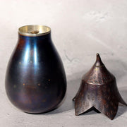 Japanese Bronze Tea Caddy Eggplant Shape Copper Chazutsu Signed Tea Container3