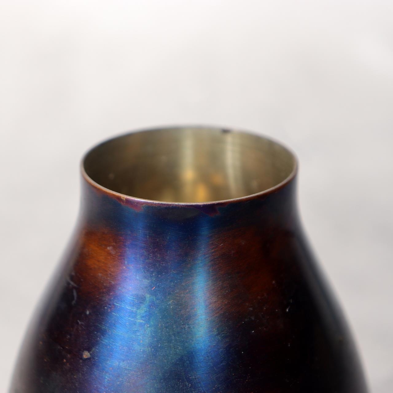 Japanese Bronze Tea Caddy Eggplant Shape Copper Chazutsu Signed Tea Container12