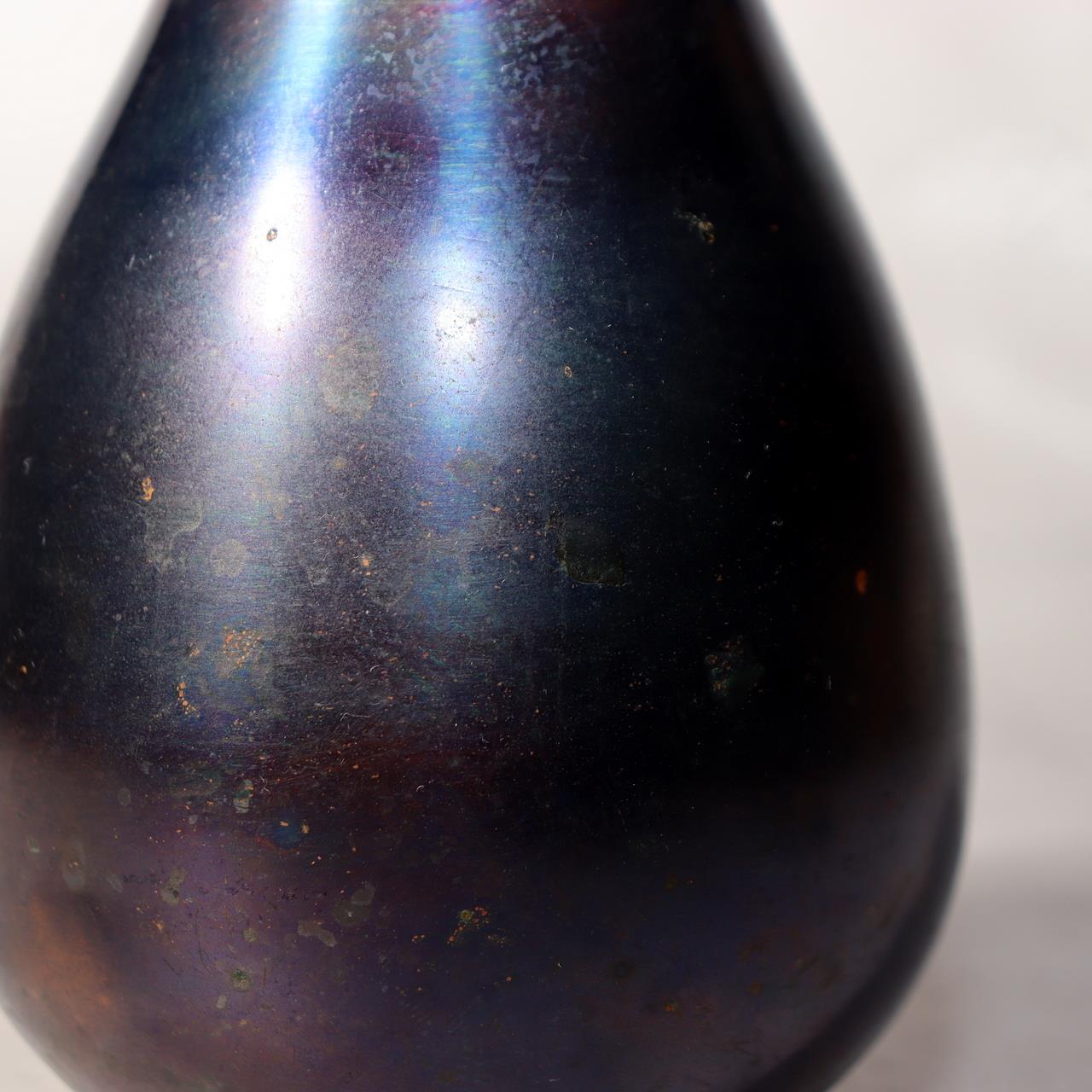 Japanese Bronze Tea Caddy Eggplant Shape Copper Chazutsu Signed Tea Container15