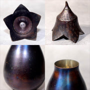 Japanese Bronze Tea Caddy Eggplant Shape Copper Chazutsu Signed Tea Container8