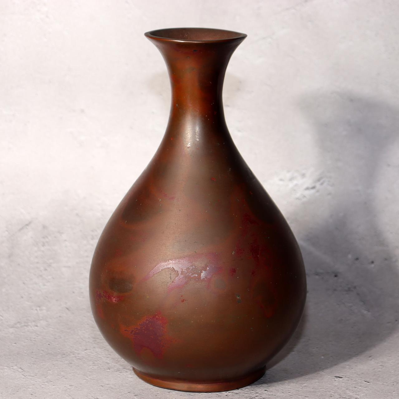 Japanese Bronze Flower Vase Signed by Artist Vintage Metal Craft BV6830