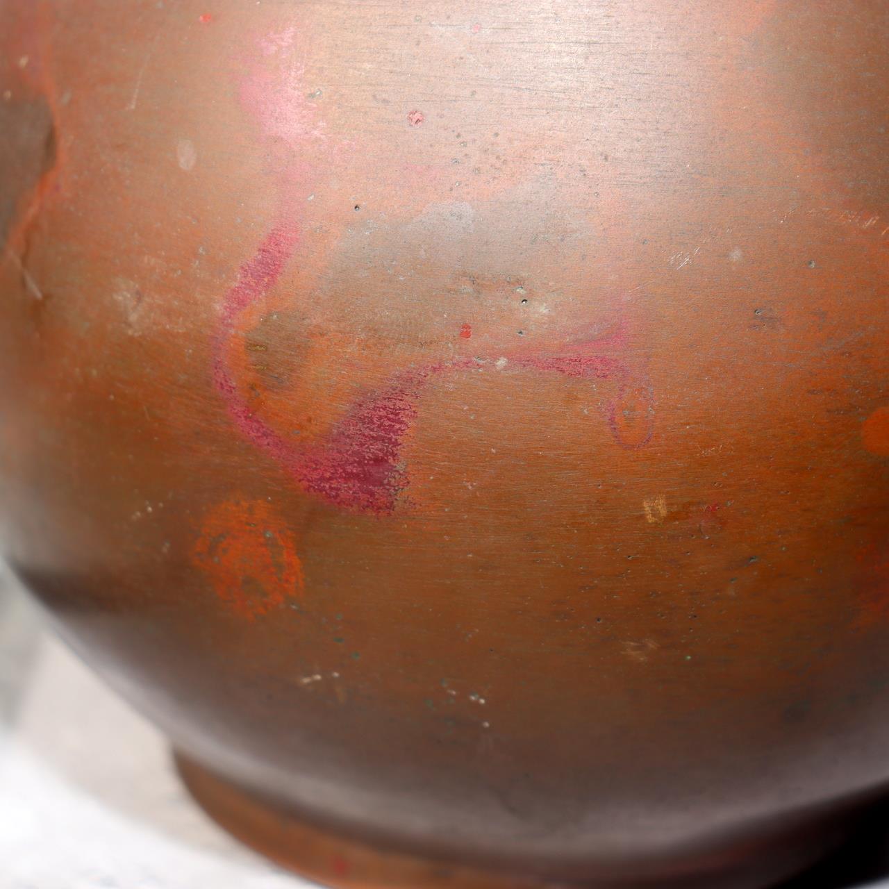 Japanese Bronze Flower Vase Signed by Artist Vintage Metal Craft BV68319