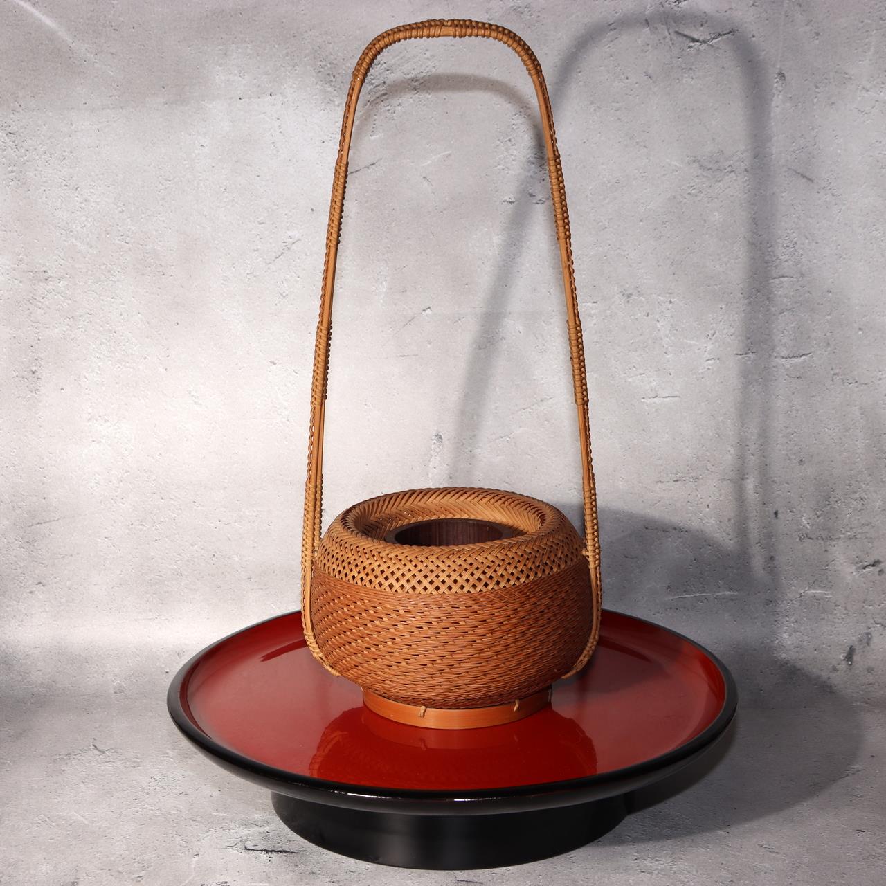 Japanese Bamboo Flower Basket Hanakago Vase Keizo Yagisawa Signed Artist BVO640