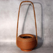 Japanese Bamboo Flower Basket Hanakago Vase Keizo Yagisawa Signed Artist BVO6410