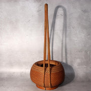 Japanese Bamboo Flower Basket Hanakago Vase Keizo Yagisawa Signed Artist BVO6411