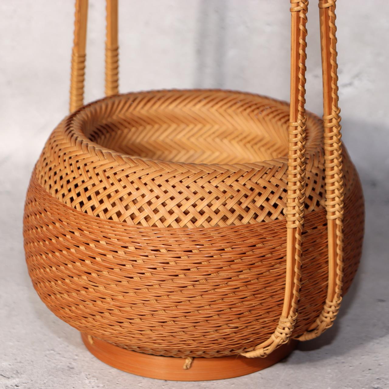 Japanese Bamboo Flower Basket Hanakago Vase Keizo Yagisawa Signed Artist BVO6414