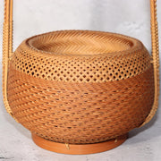 Japanese Bamboo Flower Basket Hanakago Vase Keizo Yagisawa Signed Artist BVO6415