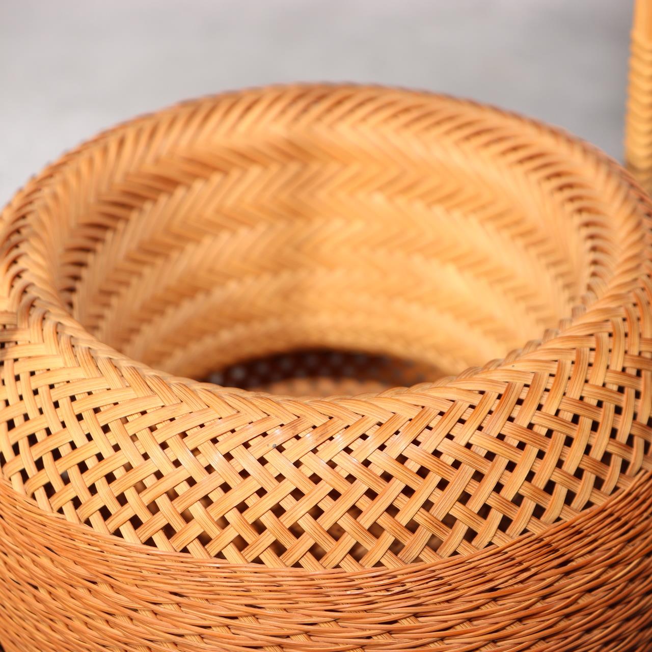 Japanese Bamboo Flower Basket Hanakago Vase Keizo Yagisawa Signed Artist BVO6417