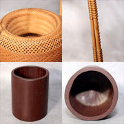 Japanese Bamboo Flower Basket Hanakago Vase Keizo Yagisawa Signed Artist BVO648