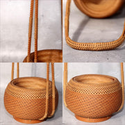 Japanese Bamboo Flower Basket Hanakago Vase Keizo Yagisawa Signed Artist BVO647