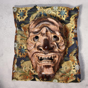 Japanese Vintage Wooden Noh Mask “Zao” by Tanaka Hidetomo Signed w / Bag MSK52123