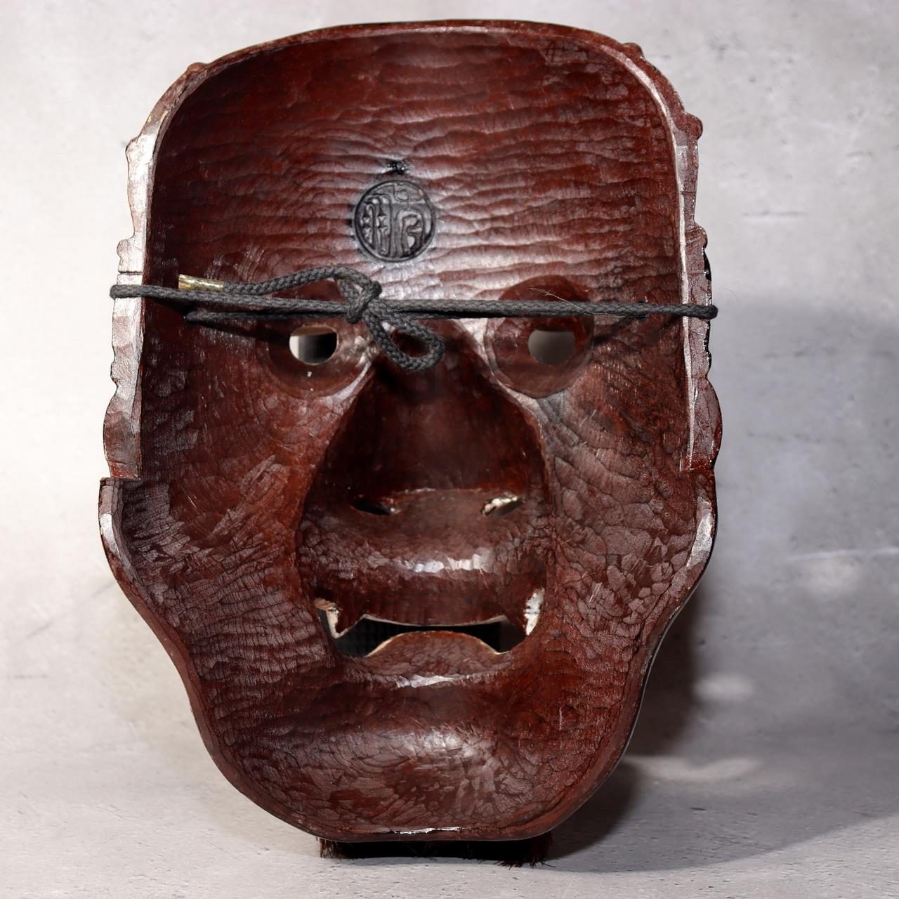 Japanese Vintage Wooden Noh Mask “Zao” by Tanaka Hidetomo Signed w / Bag MSK5213