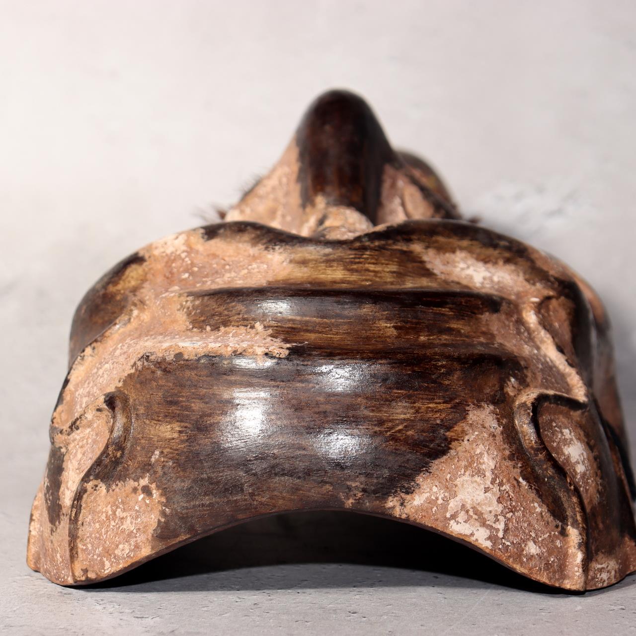 Japanese Vintage Wooden Noh Mask “Zao” by Tanaka Hidetomo Signed w / Bag MSK52113